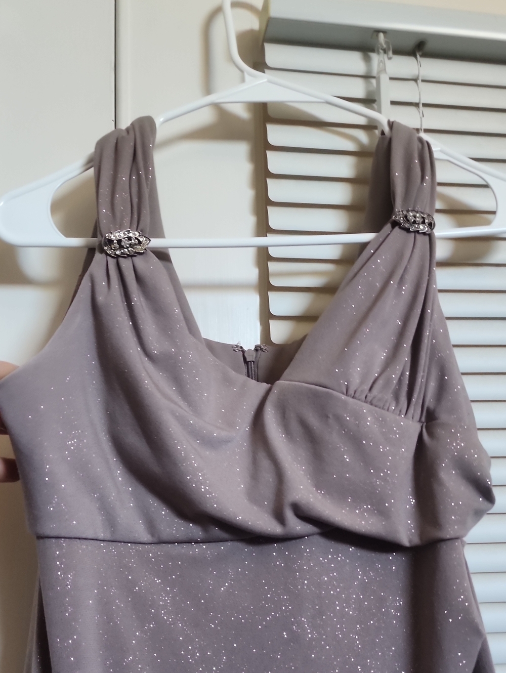 Vintage R&M Richards Taupe Sparkle Halter Evening Slip Dress